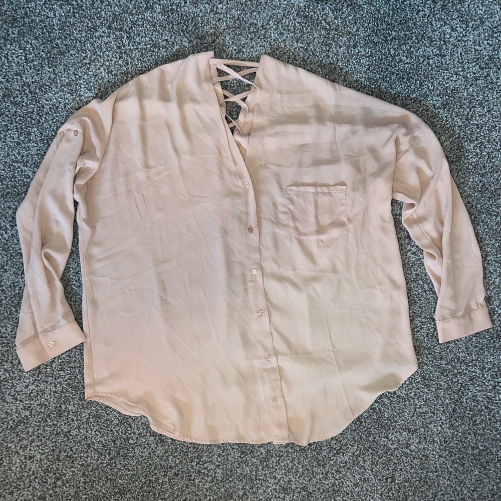 Women’s Button Up Blouse W/ Tie Back